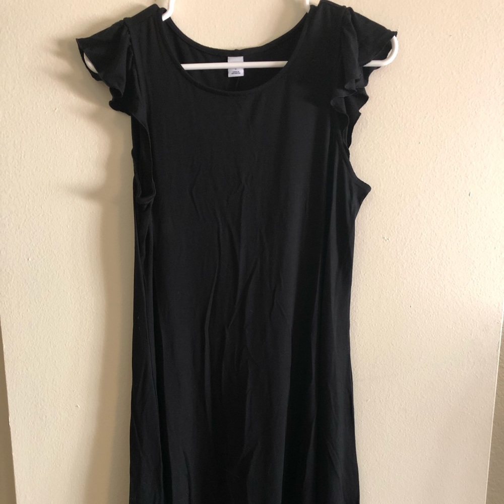 Never Worn Mini Black Dress with Ruffled Sleeves